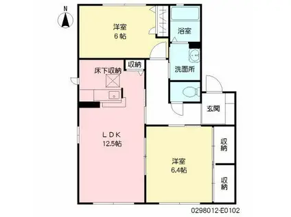プレジールアン E棟(2LDK/1階)の間取り写真