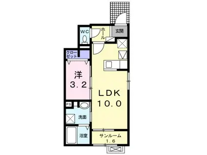 アモリール(1LDK/1階)の間取り写真