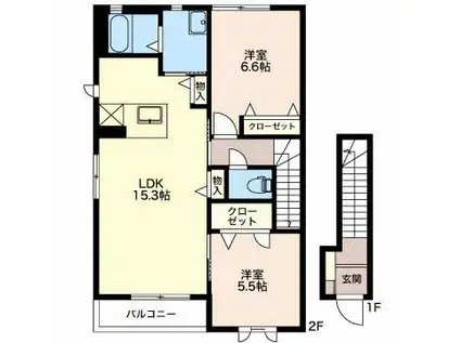 MAST TOWN 小山(2LDK/2階)の間取り写真