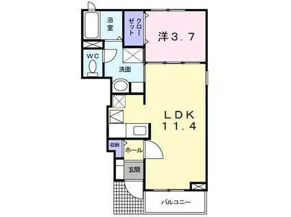 エクセレンテIII(1LDK/1階)の間取り写真