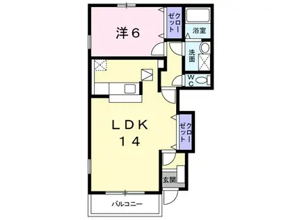 アフロディテB(1LDK/1階)の間取り写真