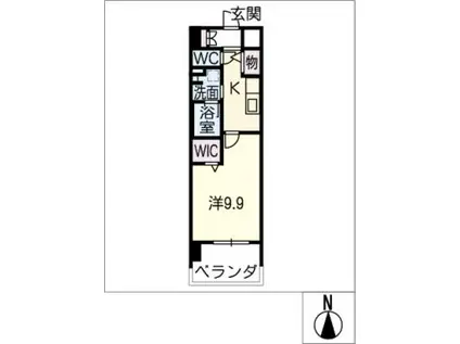 ロンド ヴェルチュ白川公園(1K/12階)の間取り写真