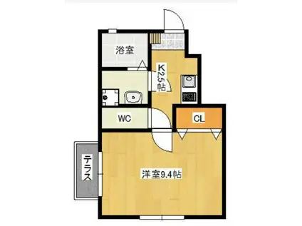 HIGH CREA(1K/1階)の間取り写真