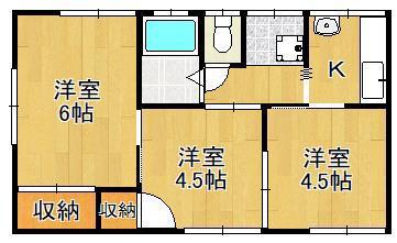 新町荘NO.2(3K/2階)の間取り写真
