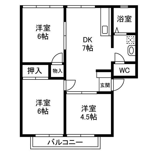 サンシティー I(3DK/2階)の間取り写真