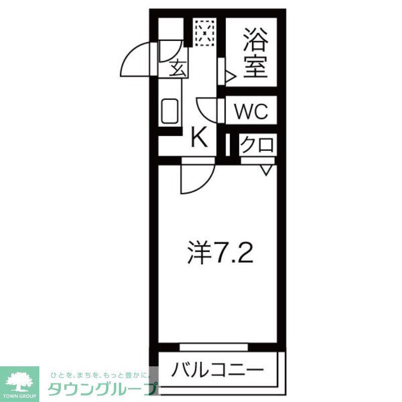 CASSIA浦安(1K/2階)の間取り写真