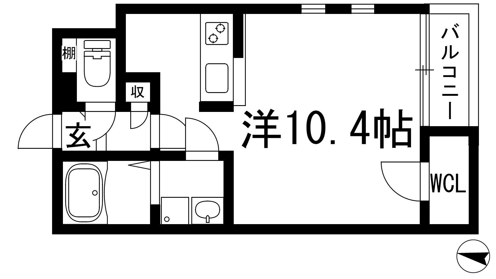 クレイノ宝塚東(ワンルーム/2階)の間取り写真