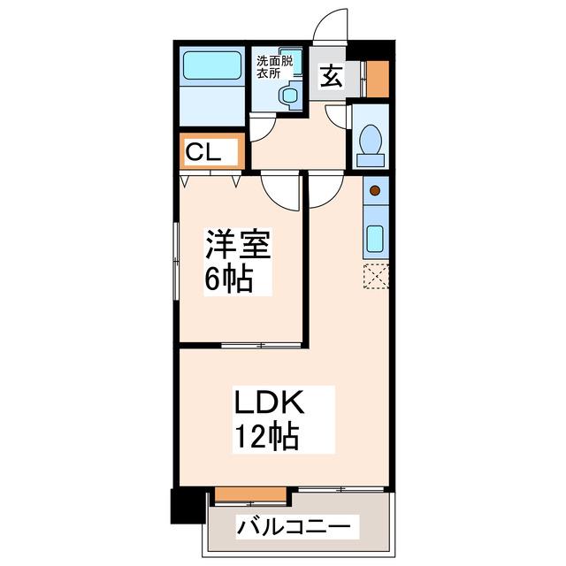 ダイコー新町(1LDK/2階)の間取り写真