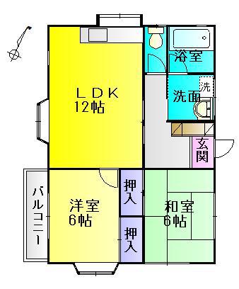 ガーデンハイム(2LDK/2階)の間取り写真