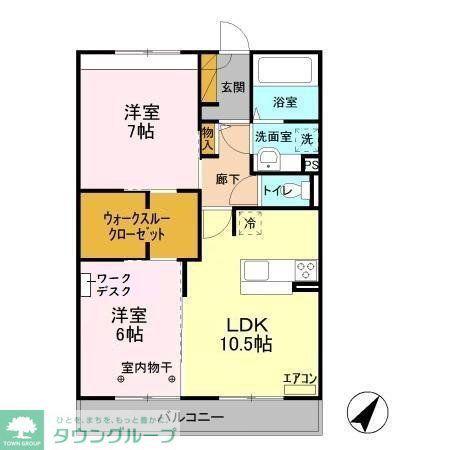 ティアレスI(2LDK/3階)の間取り写真