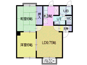 ロビニア野幌(2LDK/1階)の間取り写真