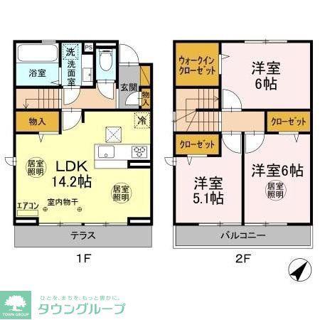 セレシア B棟(3LDK/2階)の間取り写真
