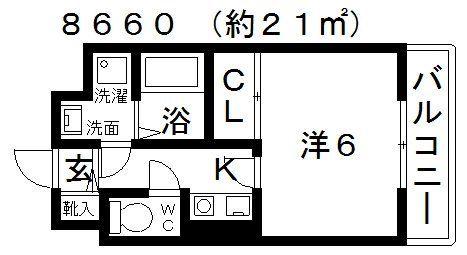 ASUKI COURT(1K/3階)の間取り写真