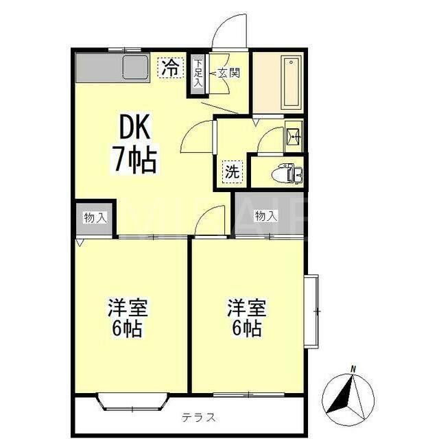 グランデロータス壱番館(2DK/1階)の間取り写真
