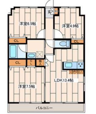 シャンティ等々力(3LDK/2階)の間取り写真