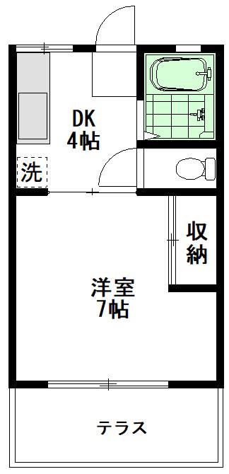 小倉ハイツ(1DK/1階)の間取り写真