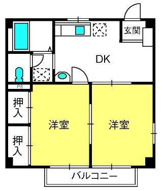 ニューシティ1(2DK/2階)の間取り写真