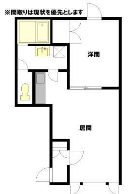 ハイエスト6条(1DK/1階)の間取り写真