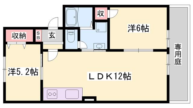 グランメゾン・I A棟(2LDK/1階)の間取り写真