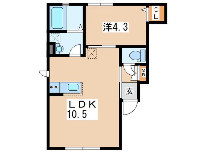 エムヒルズ(1LDK/1階)の間取り写真