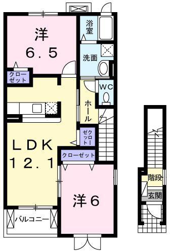 カーサ・ヴェルテ(2LDK/2階)の間取り写真