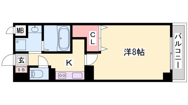 クレストコート加古川(1K/3階)の間取り写真