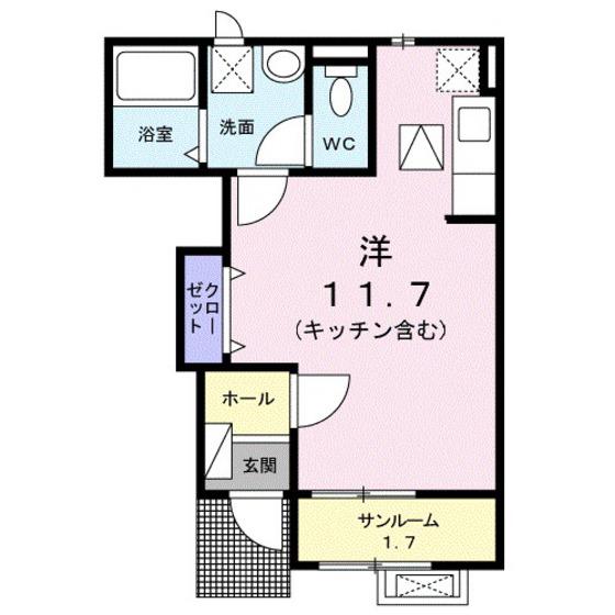 ネオファースト西新庄(ワンルーム/1階)の間取り写真