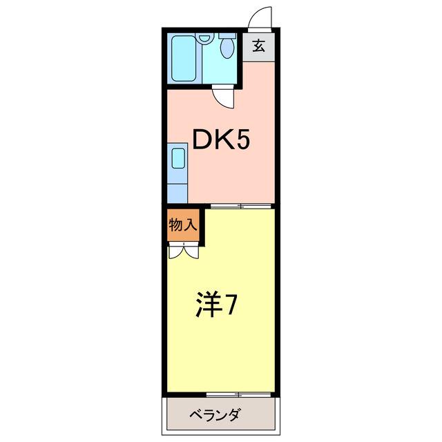 グリーンガーデン(1DK/1階)の間取り写真