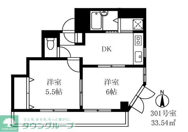 SNビル(2DK/3階)の間取り写真