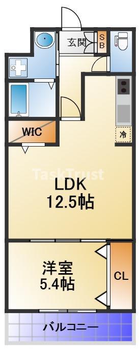 ハイフェンス京橋(1LDK/3階)の間取り写真