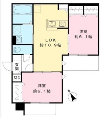 JARDIN VERT(2LDK/1階)の間取り写真
