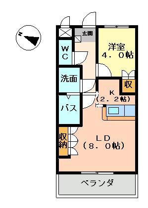 ロイヤルパークサイド(1LDK/2階)の間取り写真