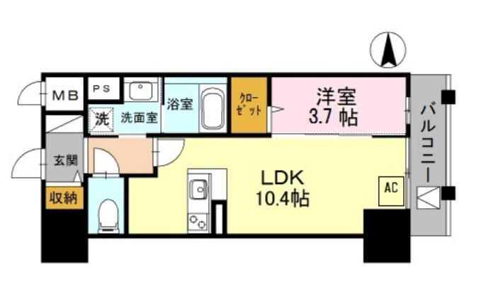 INOYABLDGRESIDENCE(1LDK/10階)の間取り写真
