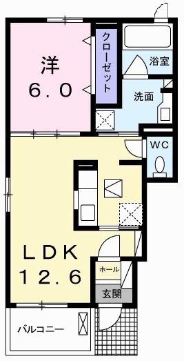 ヴィラ・プランドール II(1LDK/1階)の間取り写真