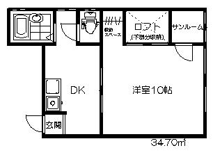 メゾンY・S(1DK/2階)の間取り写真