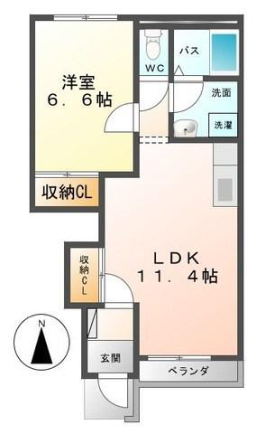 レジデンスヒルズ・みなみ(1LDK/1階)の間取り写真