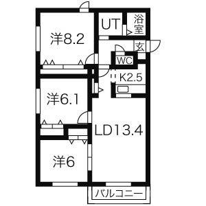 サンモール(3LDK/4階)の間取り写真