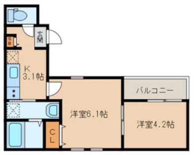 花畑プレミア(2K/1階)の間取り写真
