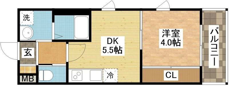 MODERN PALAZZO出雲(1DK/3階)の間取り写真