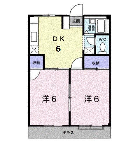 エルディム喜多村B(2DK/1階)の間取り写真