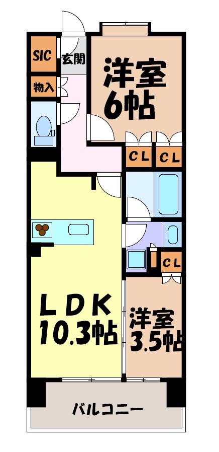 オーパスレジデンス名古屋ステーション(2LDK/8階)の間取り写真