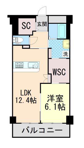 シャトード本山(1LDK/3階)の間取り写真