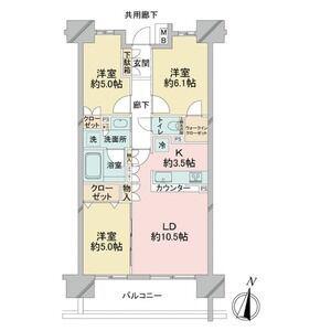 プレミスト大宮 氷川参道(3LDK/7階)の間取り写真