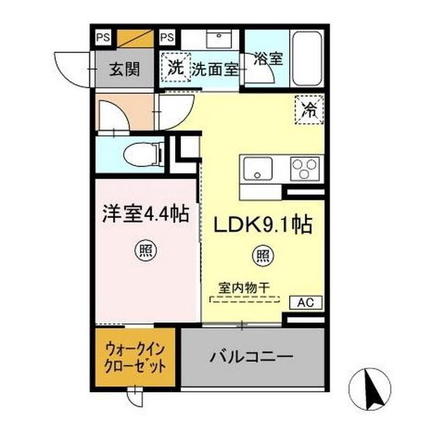 D-INVEST東原 B(1LDK/3階)の間取り写真