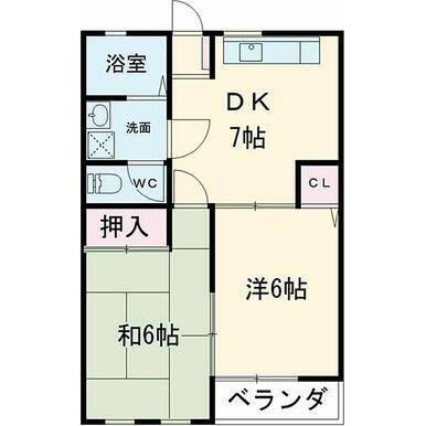 エール1(2DK/1階)の間取り写真