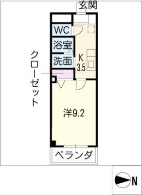 マーレ荘 菰野(1K/1階)の間取り写真