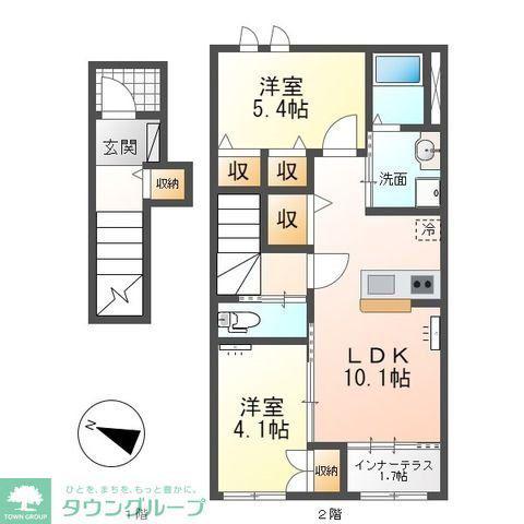 ブルー スカイ(2LDK/2階)の間取り写真