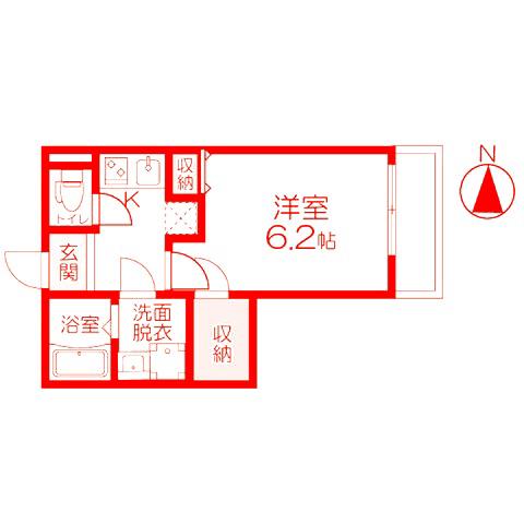 ウィンドヒル横浜(1K/2階)の間取り写真