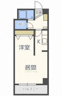 AMS東札幌24(1LDK/6階)の間取り写真
