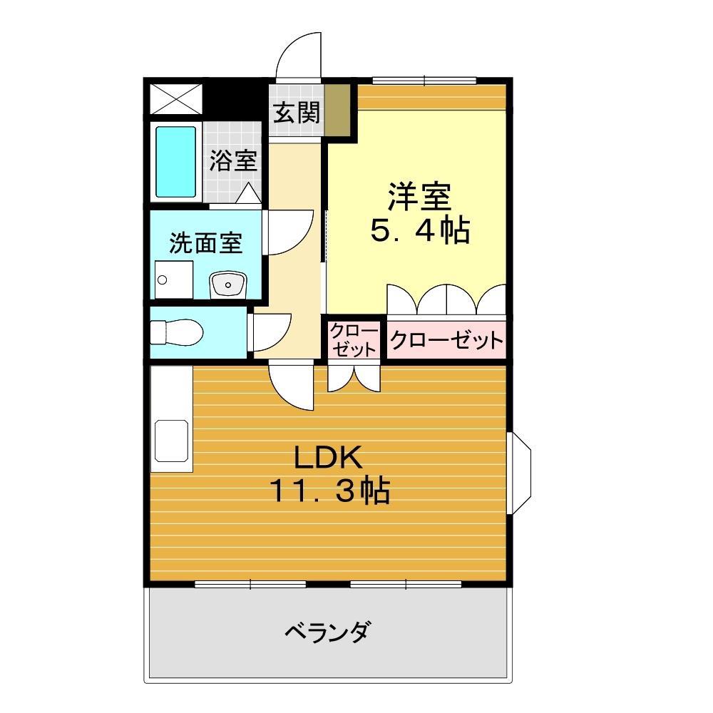 メゾン・ボヌール(1LDK/2階)の間取り写真